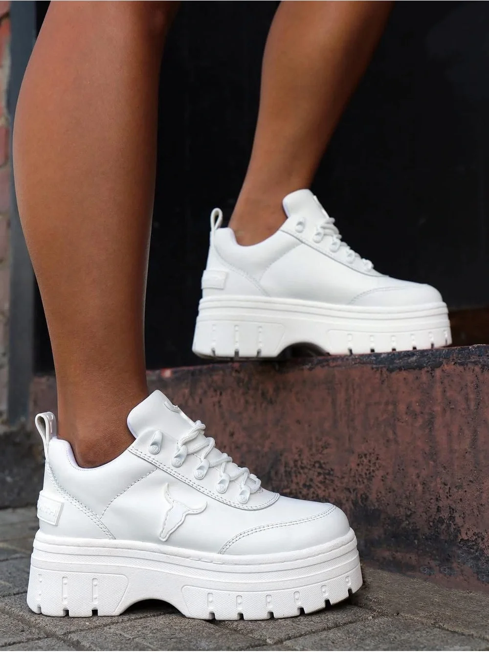 Windsor Smith All-White Platform Lace-Up Sneakers